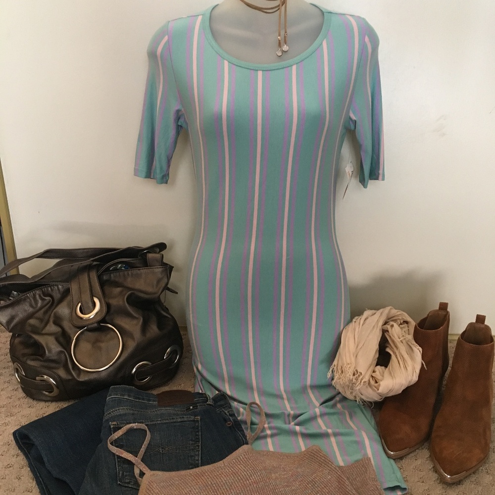 LuLaRoe Julia Dress Stripe Print Size XSM (NWT) - Picture 7 of 7